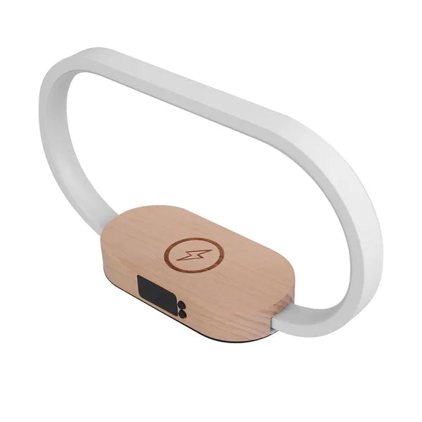 Bedside Table Lamp Touch Control With Clock Wireless Charging LED Dimmable