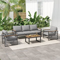 4-Pieces Outdoor Metal Patio Furniture Set, 5-Seat Patio Furniture