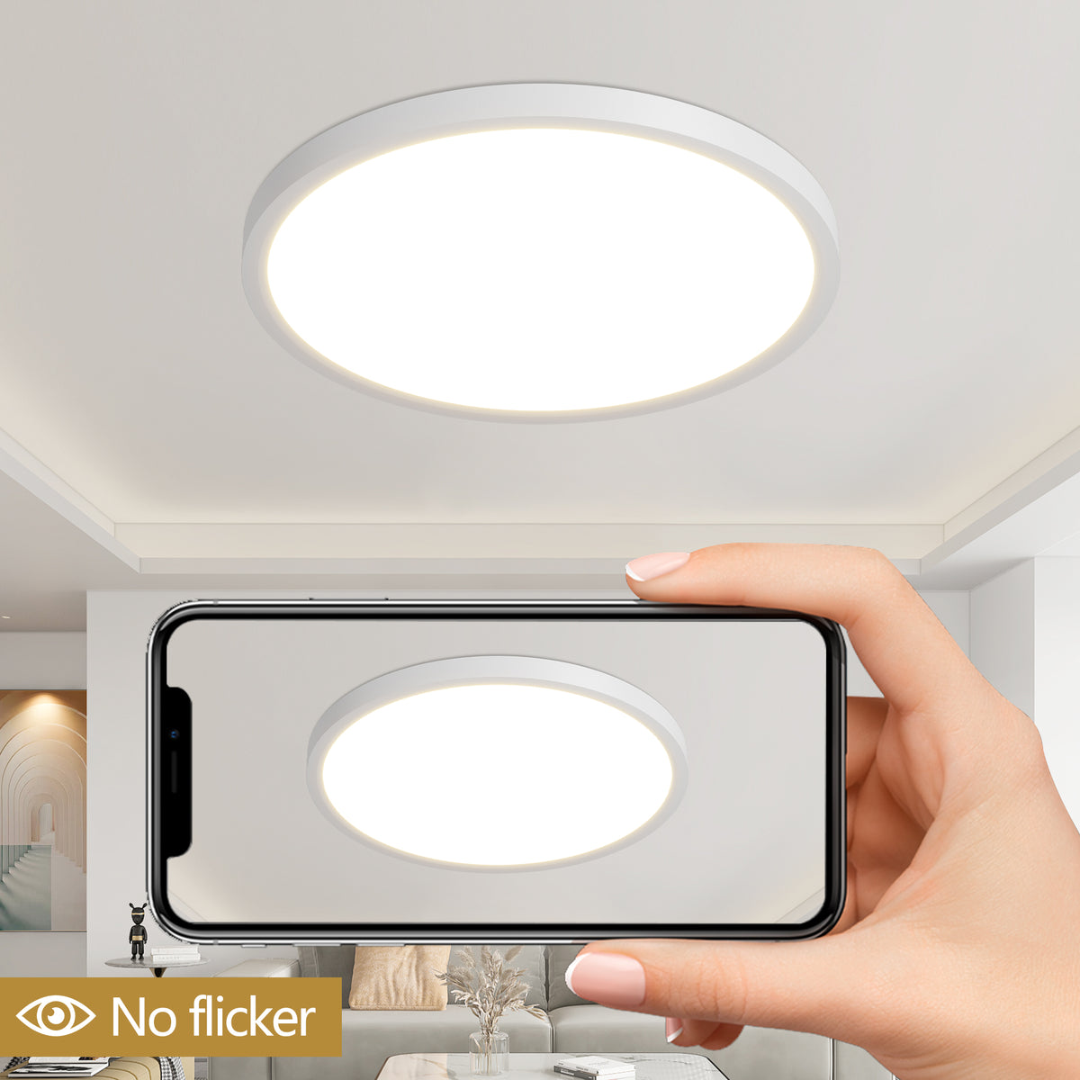 LED Flush Mount Ceiling Light, 16 in, 32W, Adjustable Color Temperature