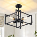 Industrial 4-Light Flush Mount Ceiling Light, Black