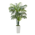 6ft Artificial Areca Palm Tree Fake Plant With White Planter Indoor Home Decor