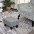 Versatile Accent 16 Inch Gray Linen Fabric Ottoman Cube Footrest Pouf
