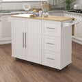 Kitchen Island With Spice Rack, Towel Rack And Extensible Solid Wood