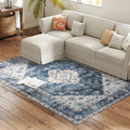 Vintage Washable Area Rug, 5 x 7 ft, Blue