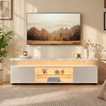 70 Modern TV Stand With 2-Door Storage, Faux Stone Media Console Cabinet