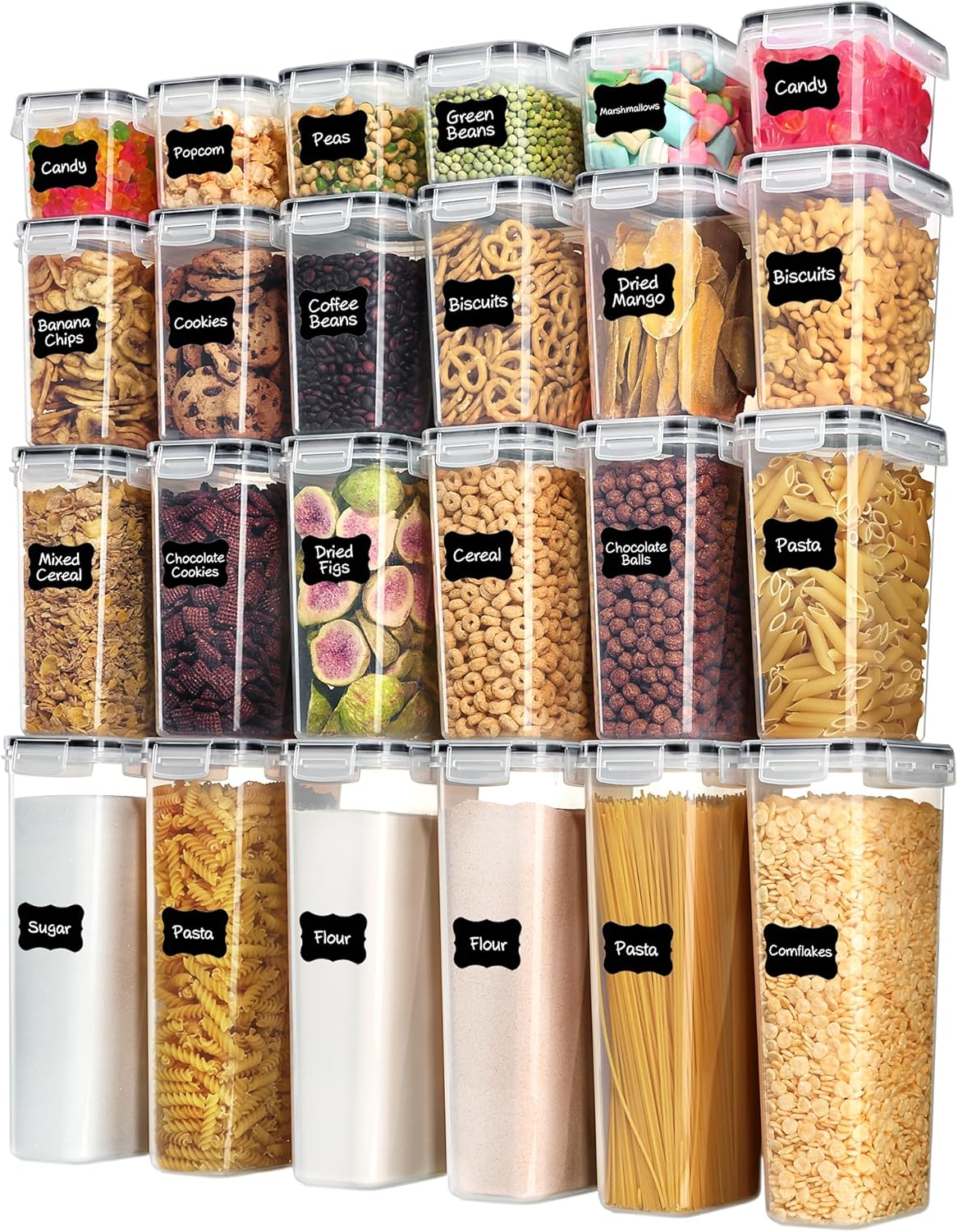 Airtight Food Storage Containers With Lids 24 Pack Reusable Kitchen Pantry