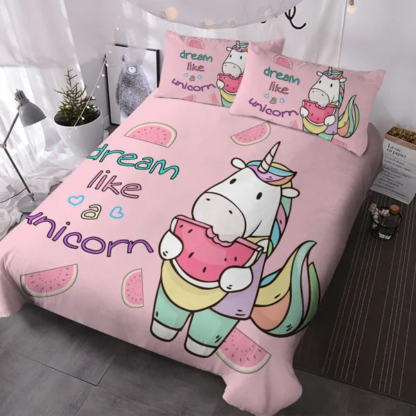 Watermelon Duvet Cover Set, Queen, Pink, 3 Piece