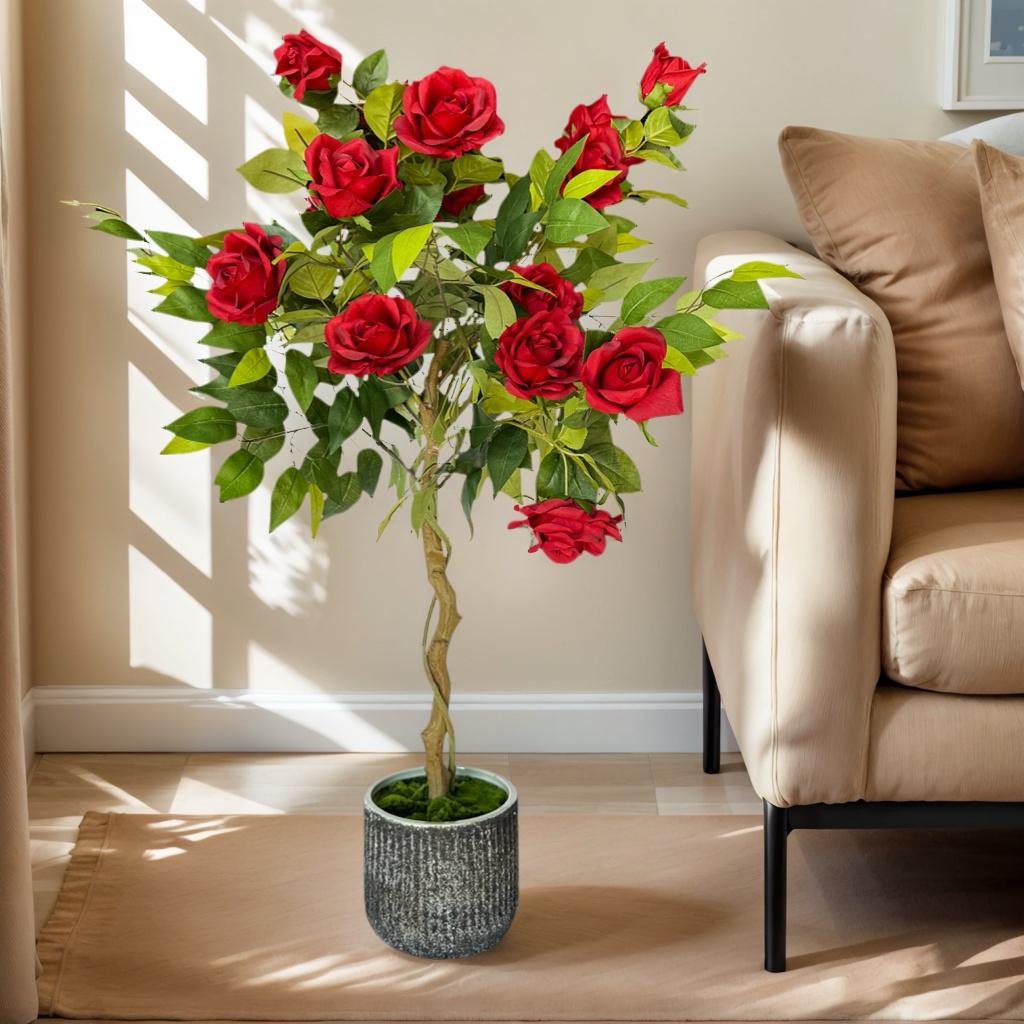 Artificial Rose Tree With Ceramic Pot
