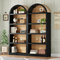Freestanding Tall Bookshelves Set of 2, Farmhouse Two-Tone Open Bookcase