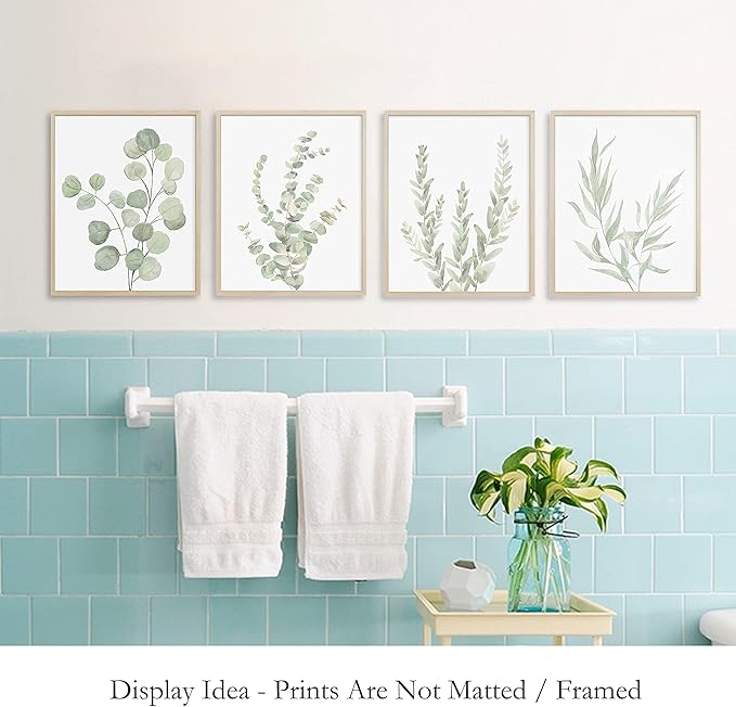 Botanical Plant Canvas Wall Art Framed Set of 4