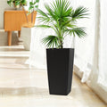 30 In Tall Large Flower Pots Planter With Self-Watering Drainage Holes & Inner Trays Indoor Outdoor Plant Pot With Drain Holes, Water Level Monitor, Inner Bucket For Garden, Patio, Porch, Backyard, Black