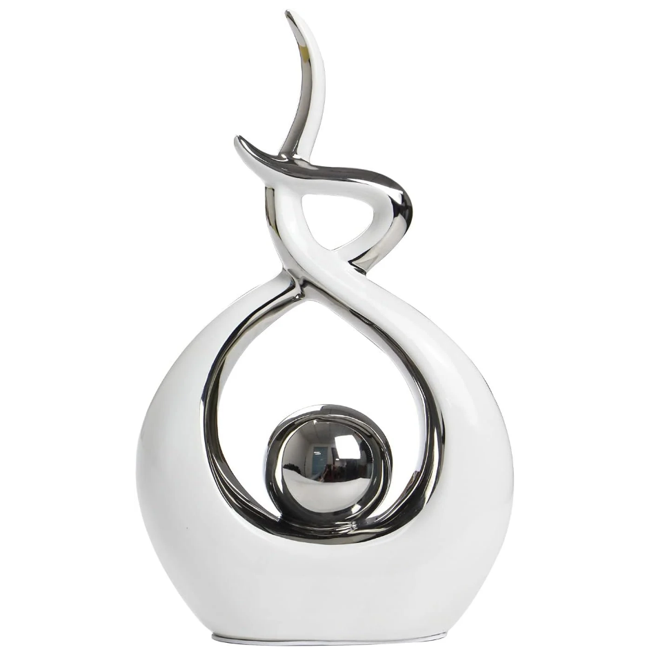 Modern Abstract Ceramic Statue, White