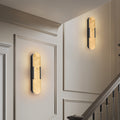 Natural Marble Wall Sconces, Black, Set of 2 (19.7 in)