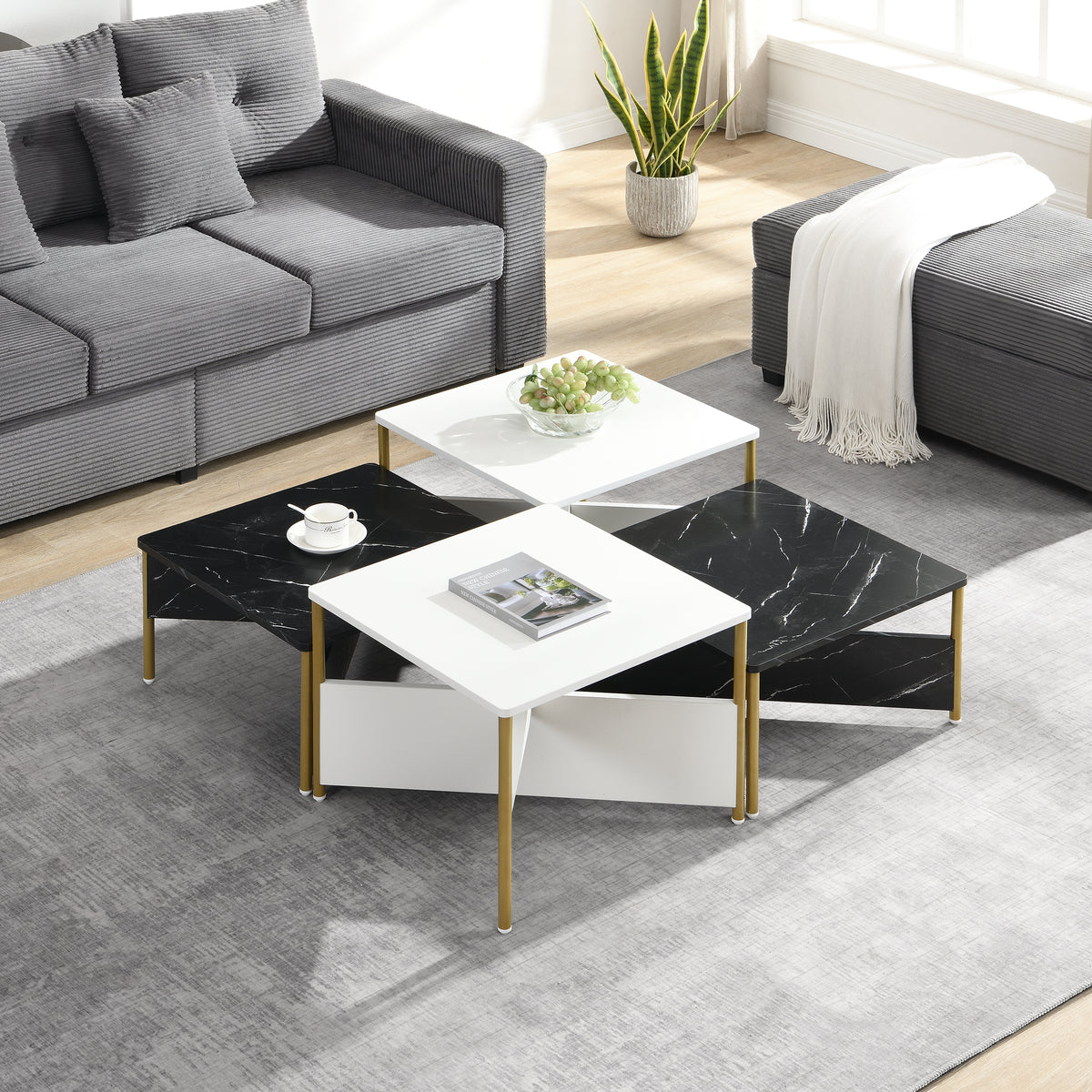 Modern Nesting Coffee Tables Set Of 4 - Mid Century Modern Square