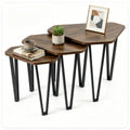 Set of 3 Nesting Coffee Tables Rustic Brown Industrial Accent Side