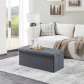 Folding Storage Ottoman Bench, Ottoman Foot Rest, End Of Bed Bench, Storage Chest, For Living Room, Bedroom, Entryway, 35 Inches, Gray
