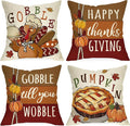Happy Thanksgiving Throw Pillow Covers, 18 x 18 in, Set of 4
