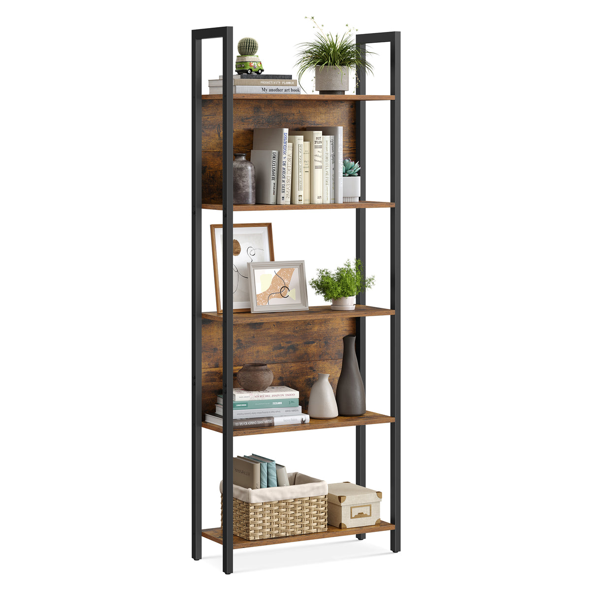 5-Tier Freestanding Bookshelf, Bookcase Storage Organizer