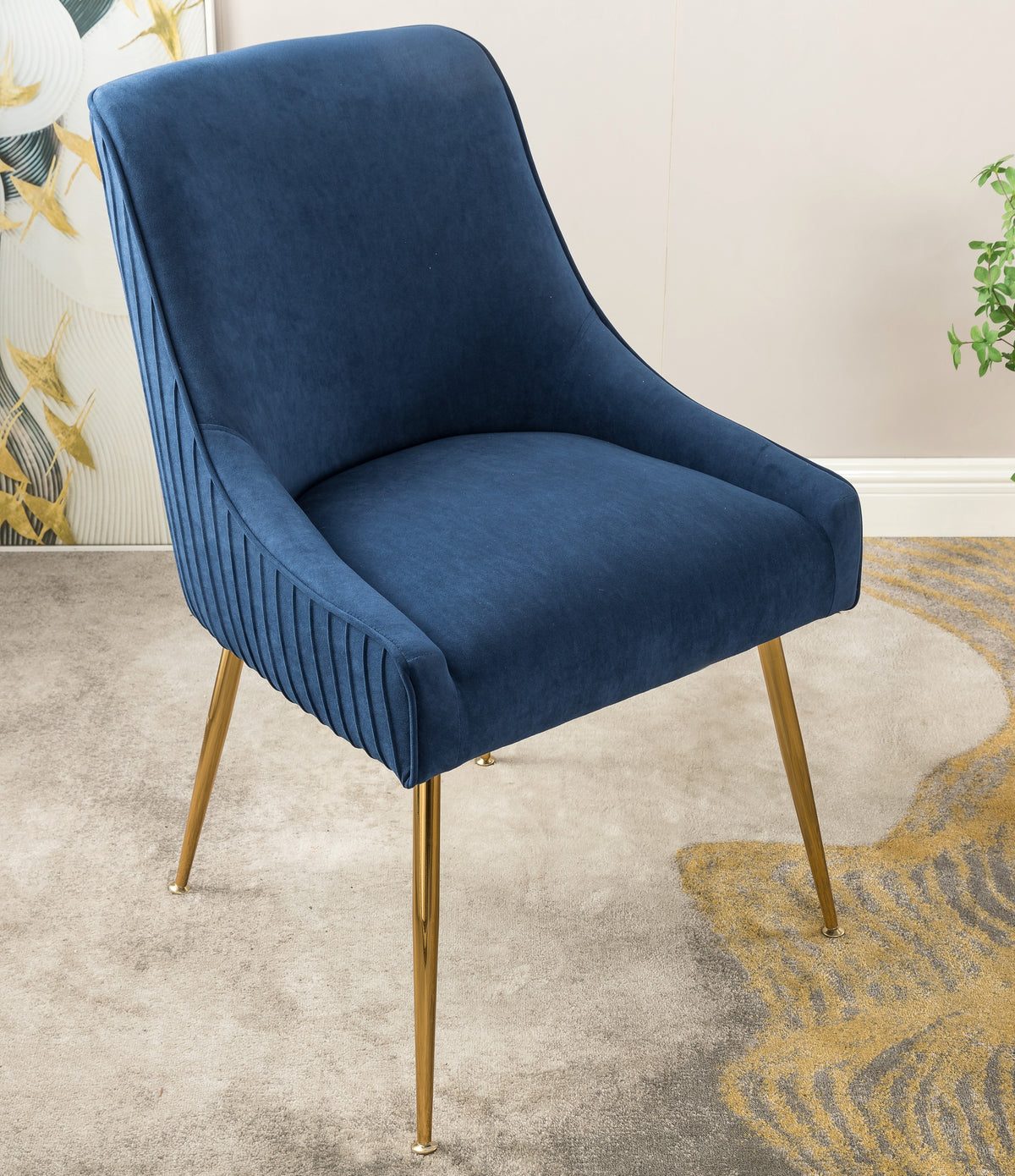 Velvet Dining Chair With Gold Legs Modern Upholstered Accent Gray