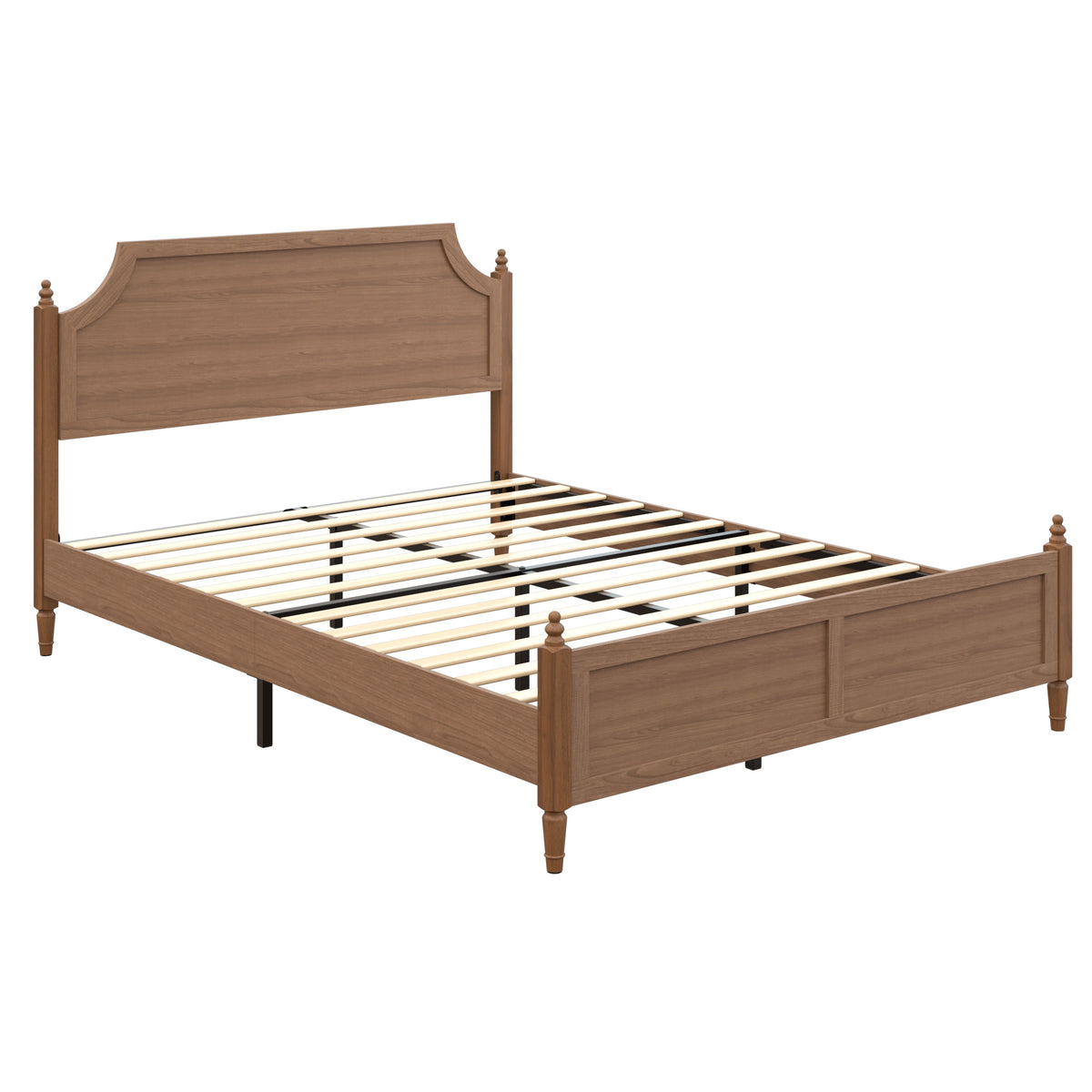 Queen Farmhouse Platform Bed Frame With Headboard Footboard Dark