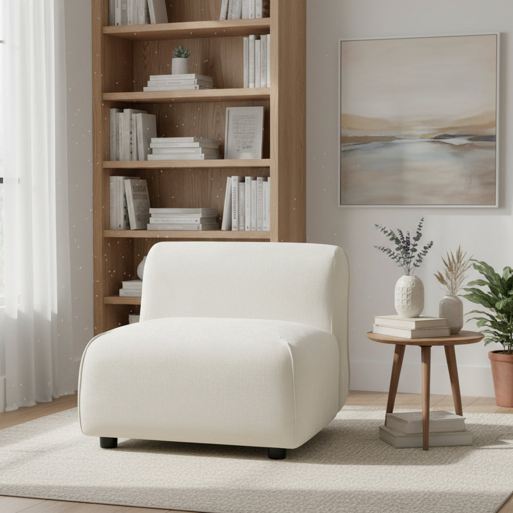 Modern Curved Upholstered Accent Chair Plush Design Living Room