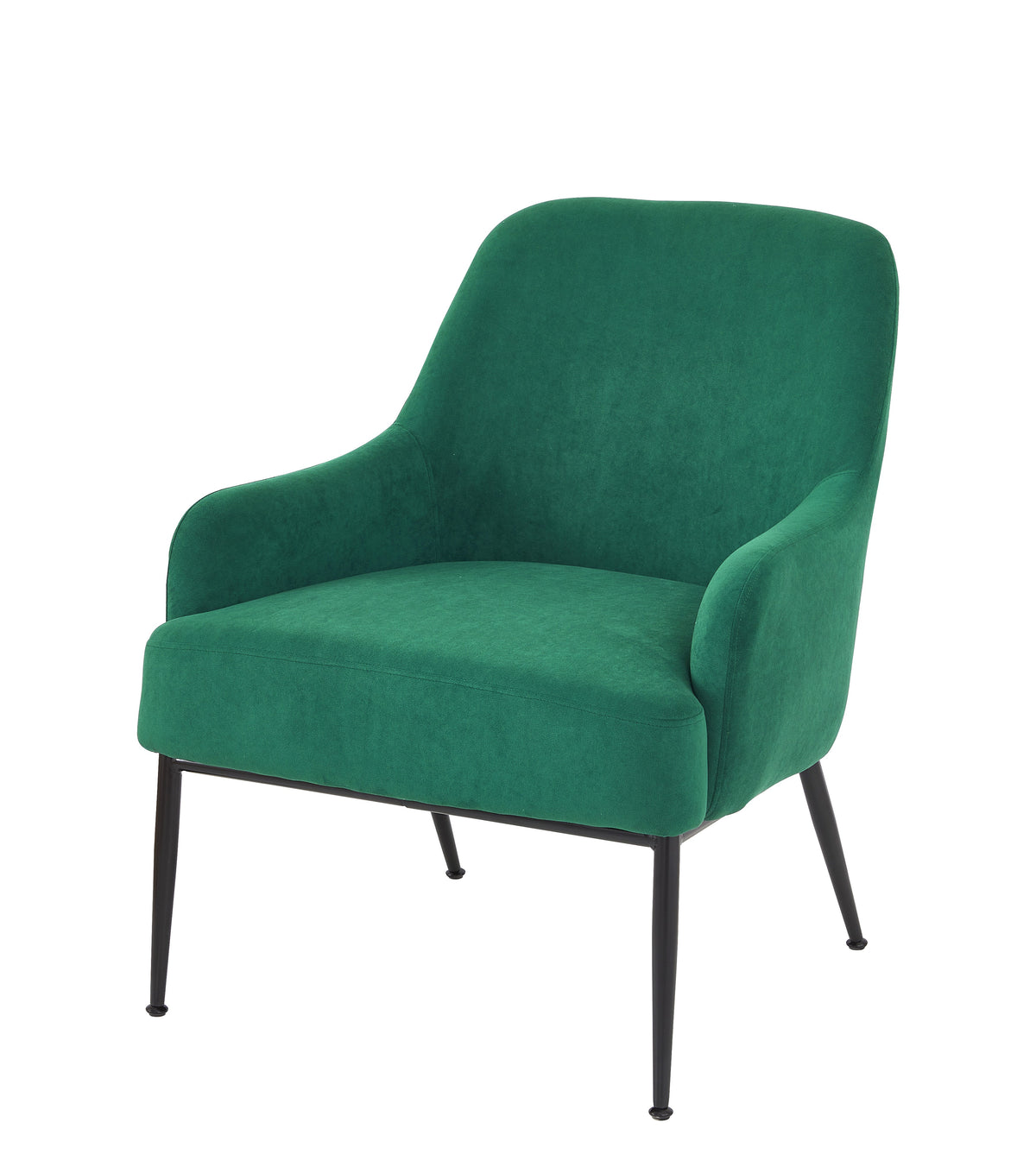 Green Velvet Accent Chair, Modern Upholstered Armchair With Metal Legs