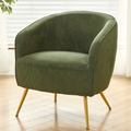Corduroy Accent Chair With Gold Metal Legs, Modern Upholstered Armchair