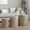 Set Of 3, Rounded Wood Coffee Tables, End Tables, Plant Stands, Decor