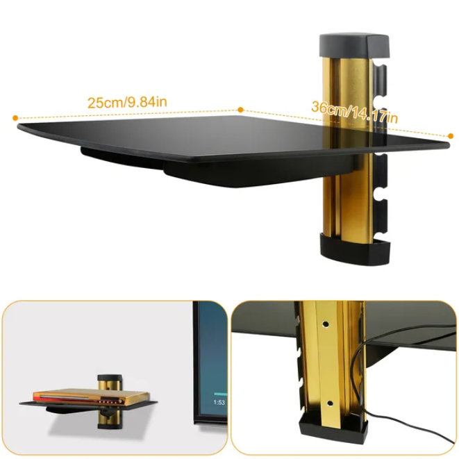 Floating Wall Mounted Strengthened Tempered Glass Shelf