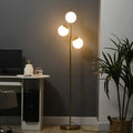 3-Light Tree Floor Lamp With Globe Shades, Gold, 66.5 in