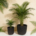 Large Round Planters Set Of 2 15.75x14.96 & 12.2X13.39 - Lightweight Magnesium Oxide Plant Pot With Texture - Concrete Planter Pots With Drainage Hole - Indoor & Outdoor Use