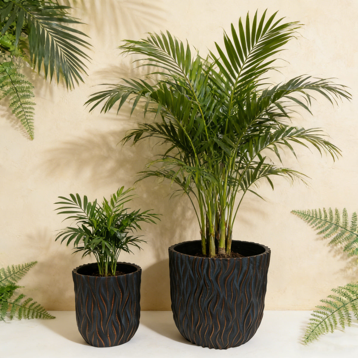 Large Round Planters, Set of 2 — Lightweight Modern with Drainage