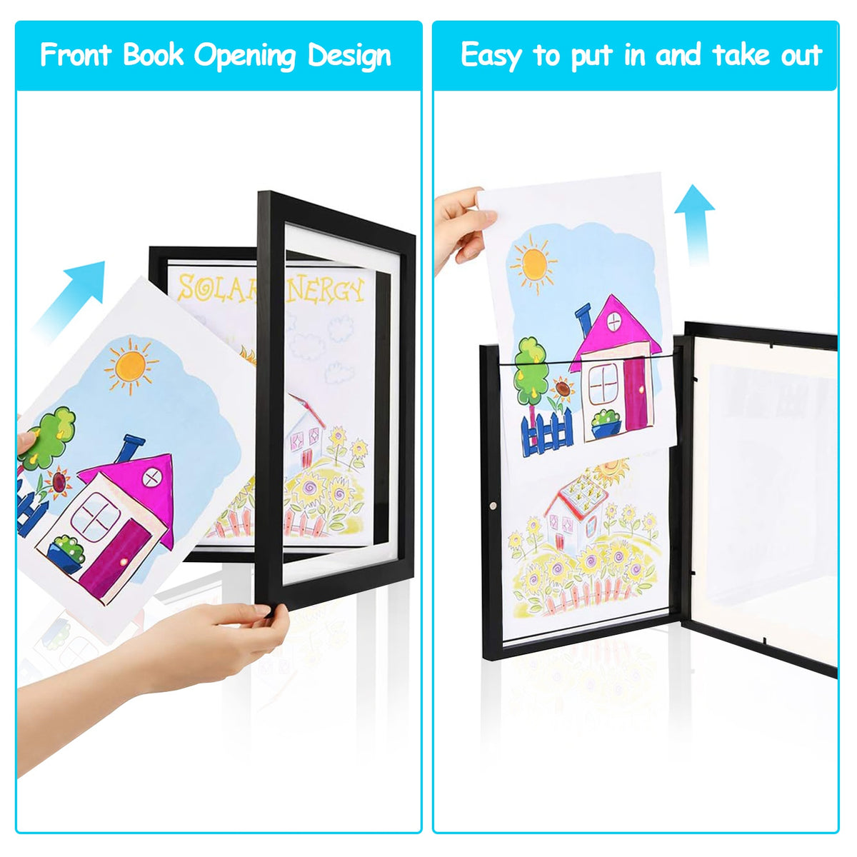 Kids Art Display Frame Front-Opening Wooden