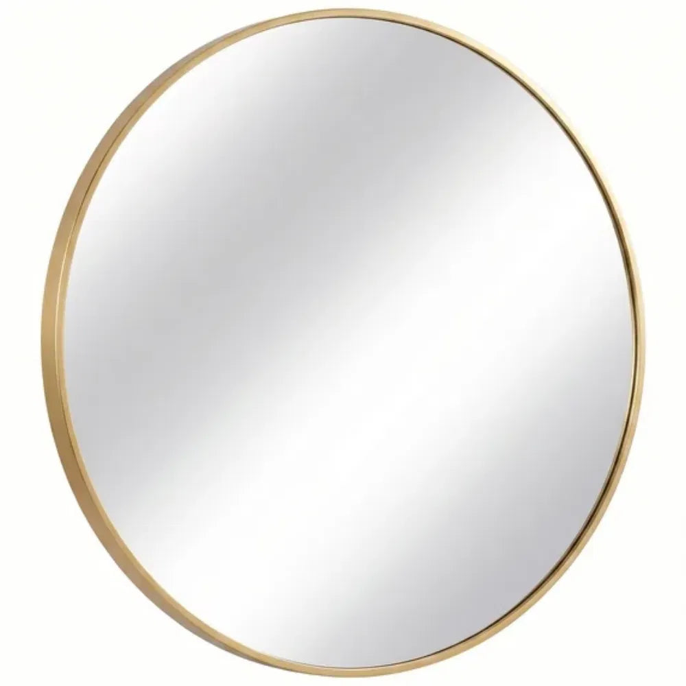 Round Wall Mirror, Shatterproof with Hook, HD Anti-Fog for Over Sink, Entryway, Bedroom, Vanity - Gold, 24 Inch