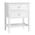 Wood Nightstand End Side Table with 2 Drawers for Living Room, Bedroom