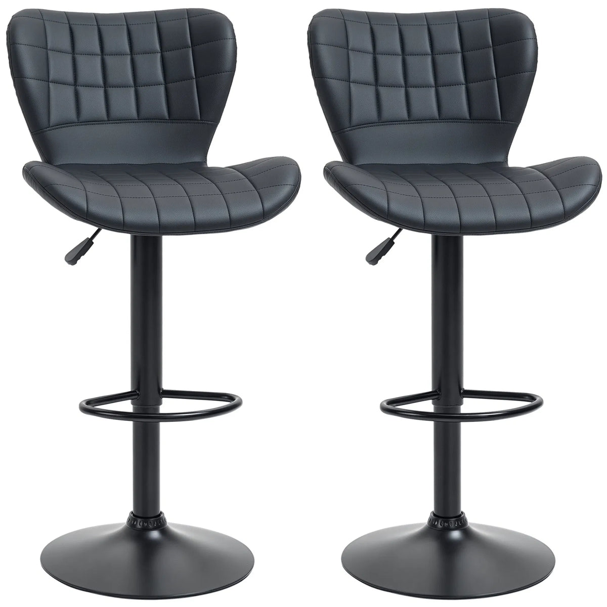 Bar Stools Set of 2, Adjustable Height Swivel Bar Chairs, PU Leather Counter Stools
