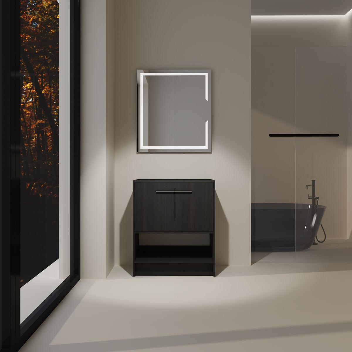 30 Bathroom Vanity, 2 Doors, Freestanding Bathroom Cabinet Vanity