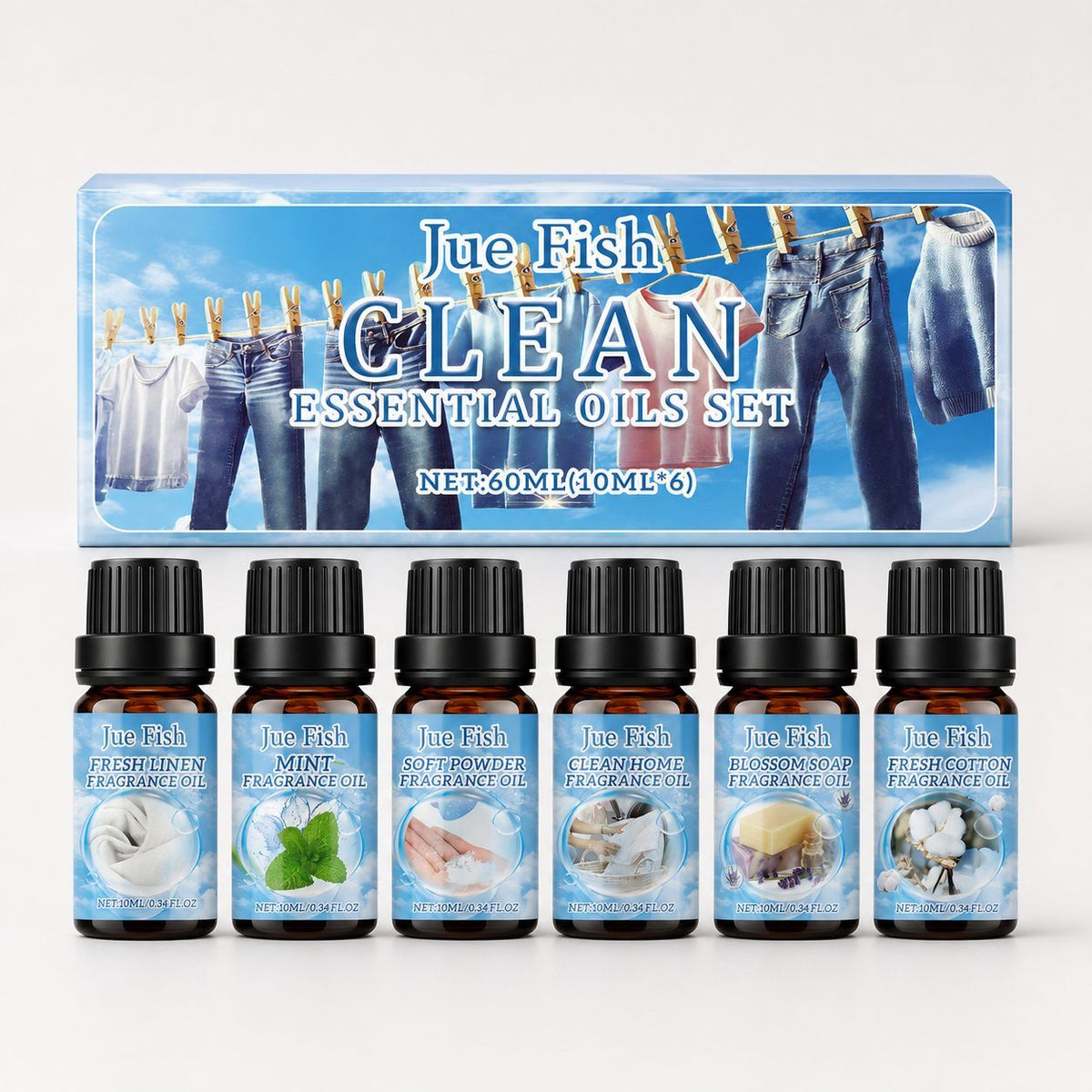 Home Fragrance Essential Oil Set, 6 x 10 ml