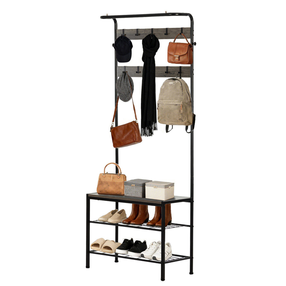 Coat Rack Shoe Rack Entryway Organizer