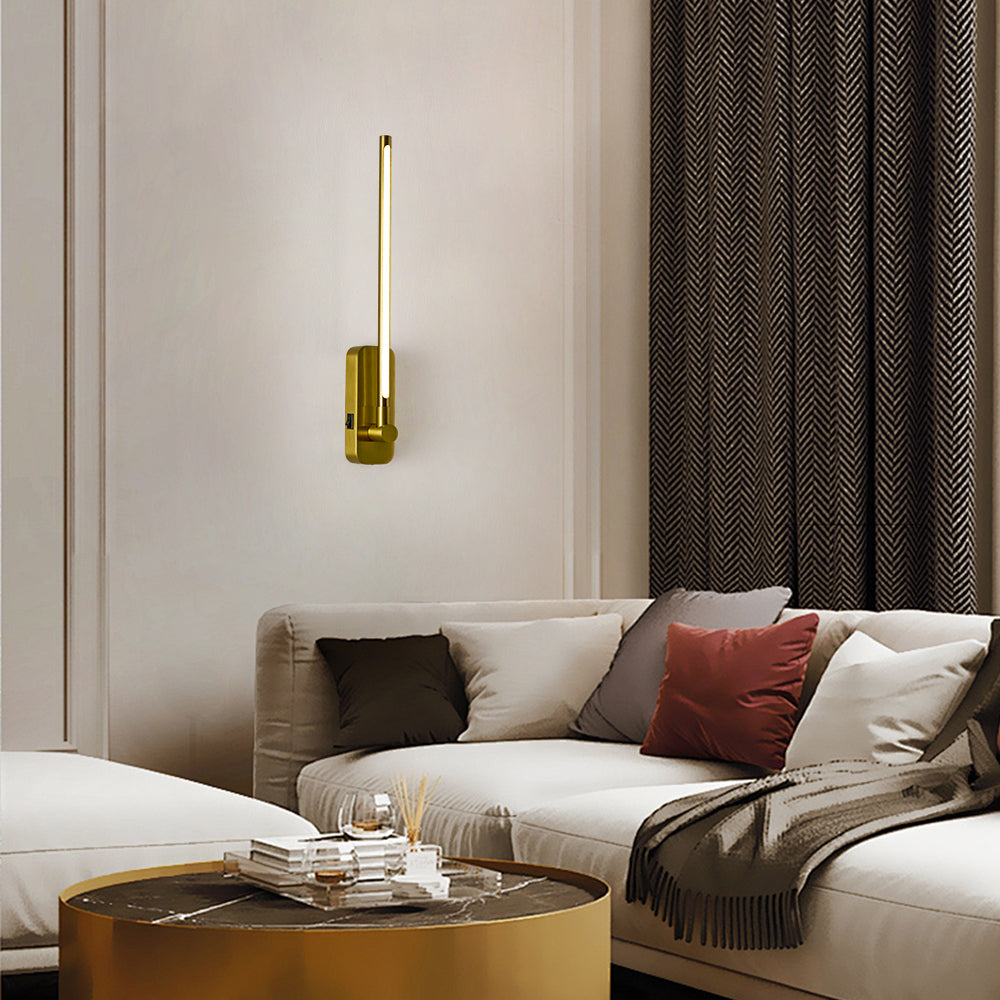 Battery-Operated Wall Sconce With Remote, Brass Gold