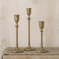 Antique Brass Taper Candlestick Holders, Set of 3