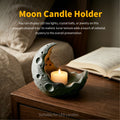 Crescent Moon Candle Holder & Display Tray, Lunar Texture, Gray