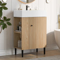 21.6" Wood Bathroom Vanity, Combo Cabinet, Bathroom Storage Cabinet, Single Ceramic Sink, Natural Wood