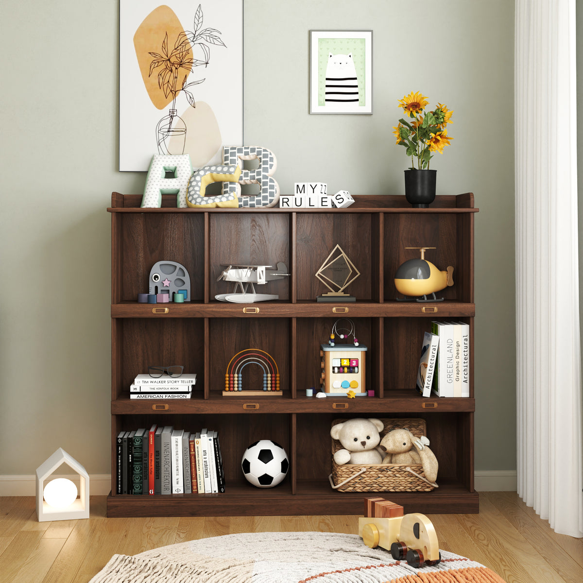 10-Shelf Bookcase, Walnut