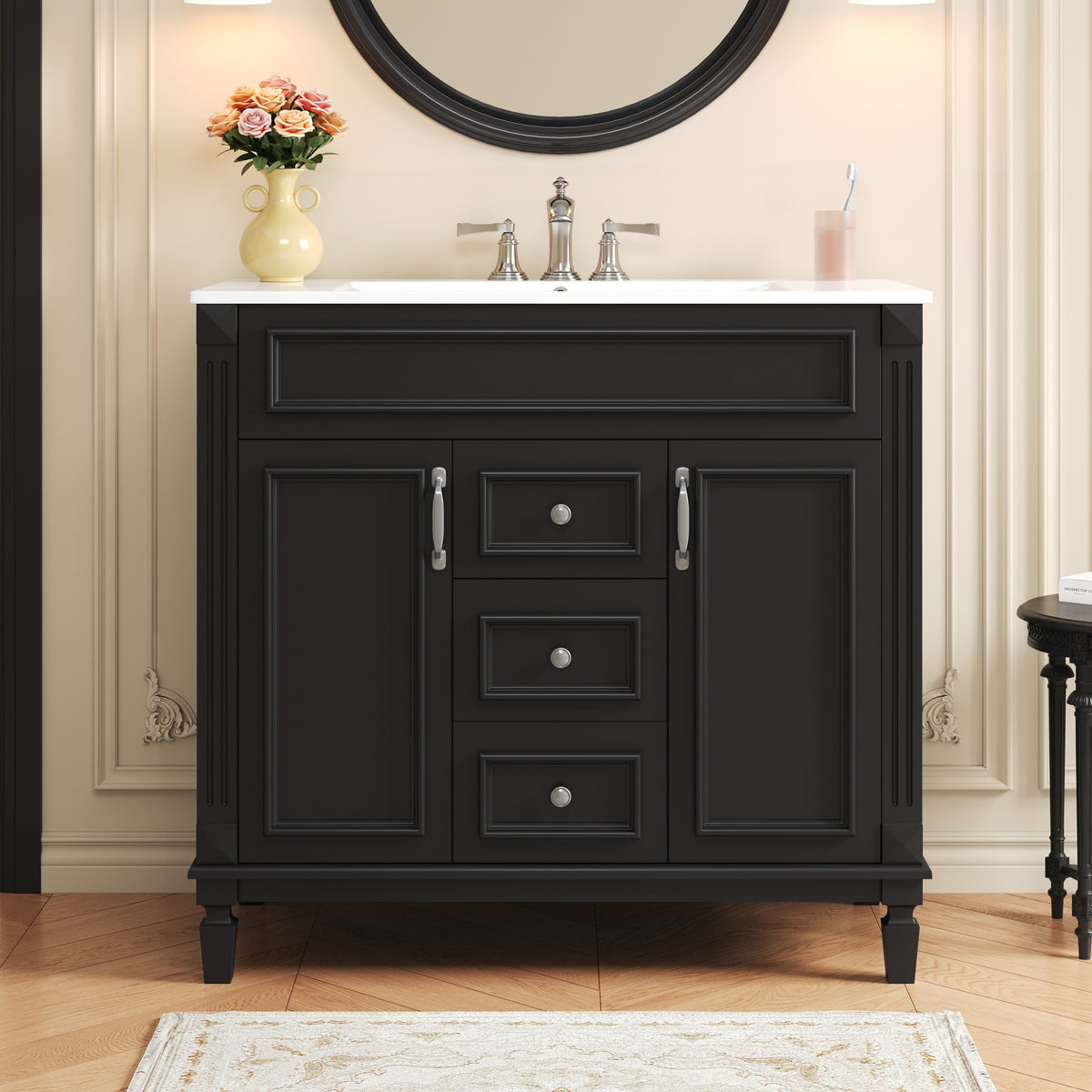 36'' Bathroom Vanity with Top Sink, Modern Bathroom Storage Cabinet