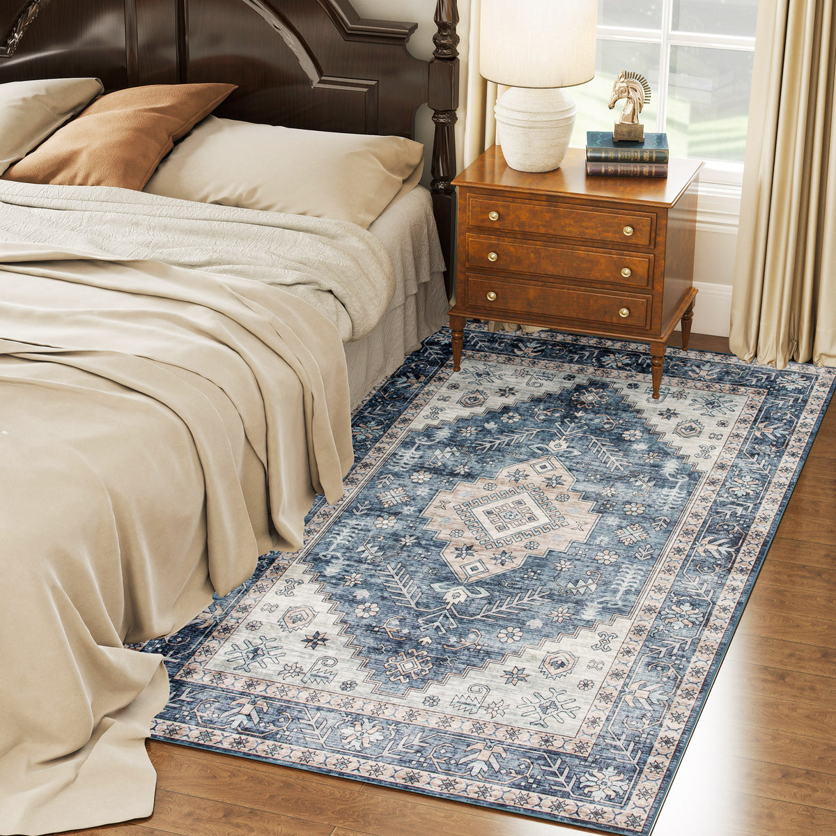 4x6 Area Rug Vintage Washable Rug Non-Slip Floor Carpet For Living Room