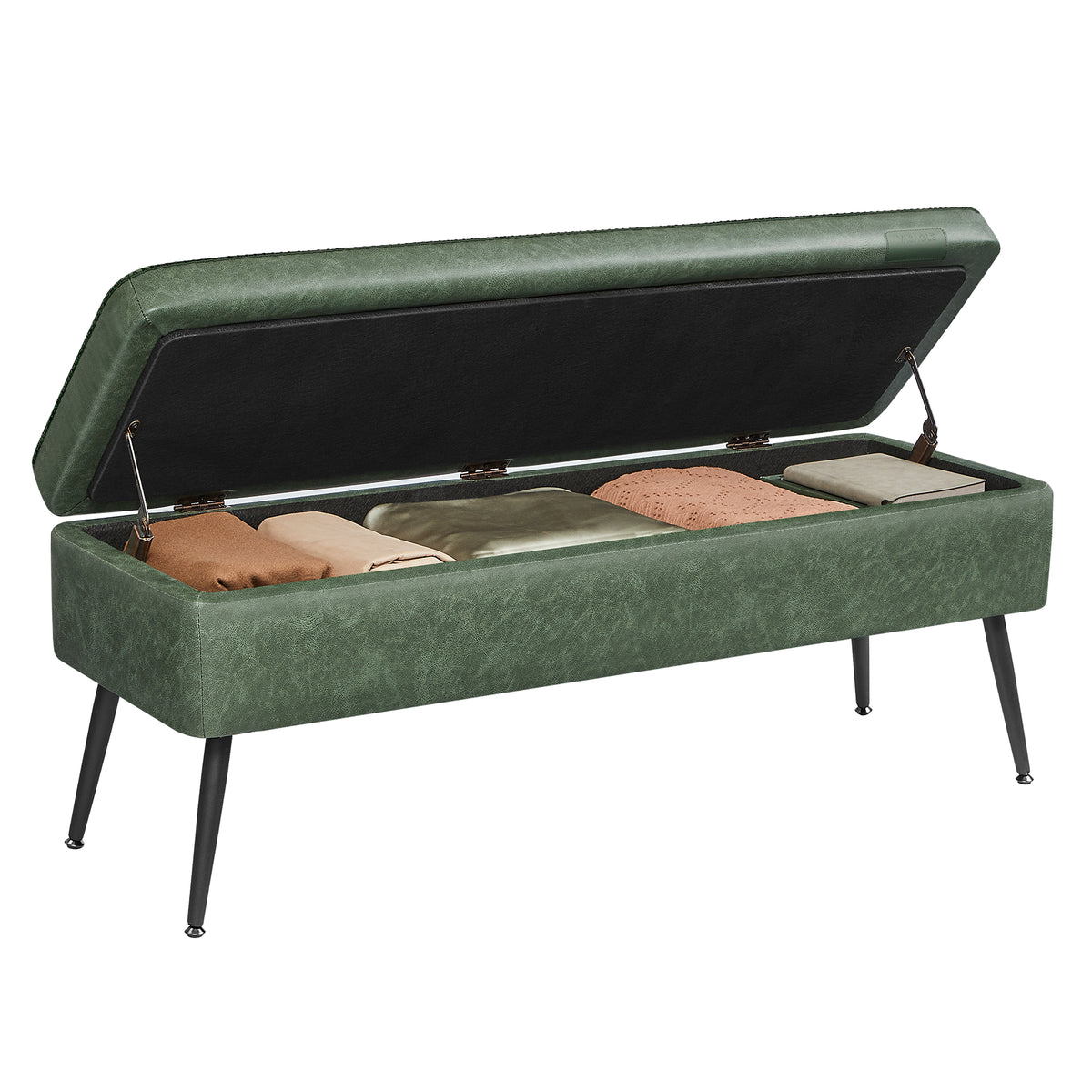 Storage Ottoman Bench with Stitching, PU Leather, for Entryway & Bedroom