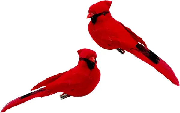 Red Cardinal Birds Artificial Decor 2-Pc
