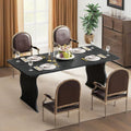 Black Dining Table For 4-6, 63-Inch Rectangular Modern Kitchen Table