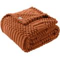 Rust Throw Blanket - Soft & Fluffy Fleece Blanket For Couch, Sofa